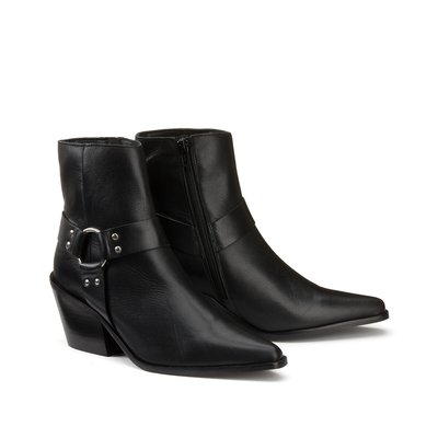 Boots motarde esprit western en cuir LA REDOUTE COLLECTIONS