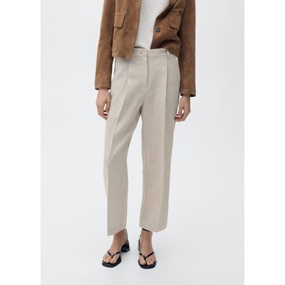 Pantalon droit lin à pinces MANGO