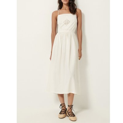 Robe midi brodée à fines bretelles, RIVERINI SESSUN