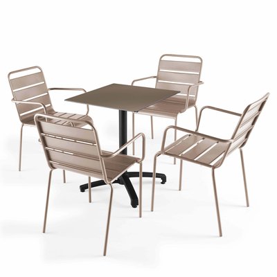 Table 60x60 cm inclinable stratifiée avec pied noir et chaises en métal, OPERA OVIALA