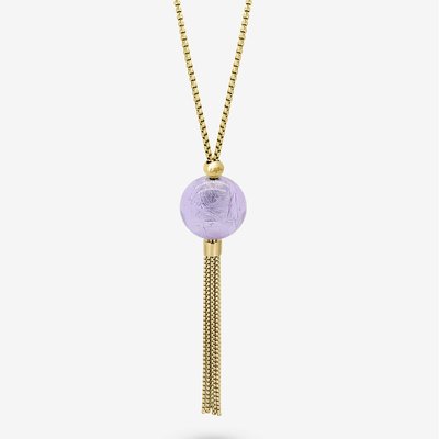 Halskette Liliflo in Gelbgoldfarbe und Murano Lavendel LILIFLO