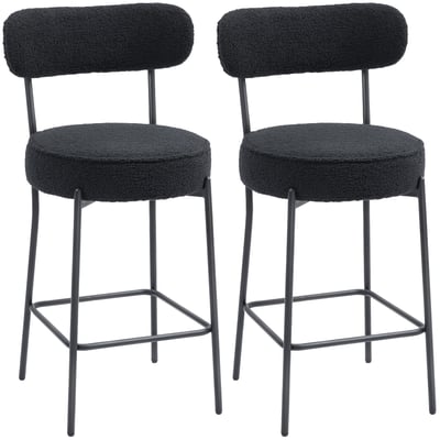 Tabouret de bar Tissu bouclette Noir HOMCOM