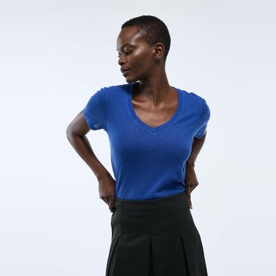 T-shirt manches courtes uni contenant du lin MONOPRIX