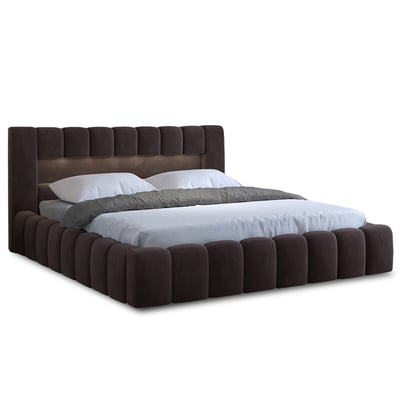 Lit coffre avec led sommier inclus en velours, CLEO LISA DESIGN