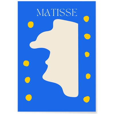 Affiche Matisse 'Profil Abstrait' – Bleu et crème L'AFFICHERIE