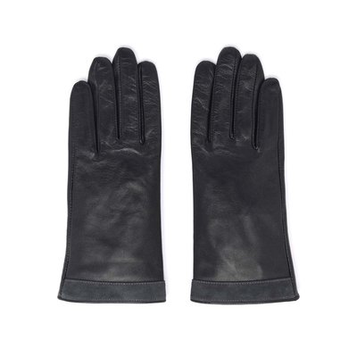 Gants Bi-Matière en Cuir d’Agneau - Noir DRAEGER PARIS