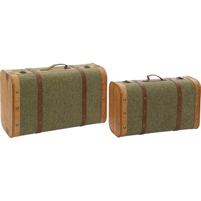 Coffre de rangement  en bois et toile élégant RECOLLECTION