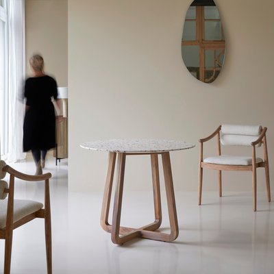 Table ronde en terrazzo premium et acacia massif 4 pers. ELIO TIKAMOON