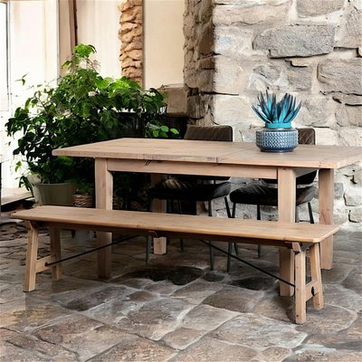 Banc de table bois recyclé clair 186 cm SALERNE PIER IMPORT