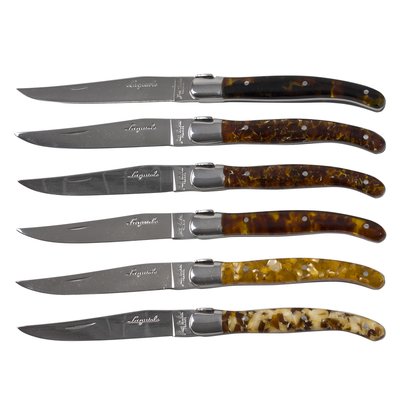 Coffret 6 couteaux laguiole acrylique ecaille JEAN DUBOST