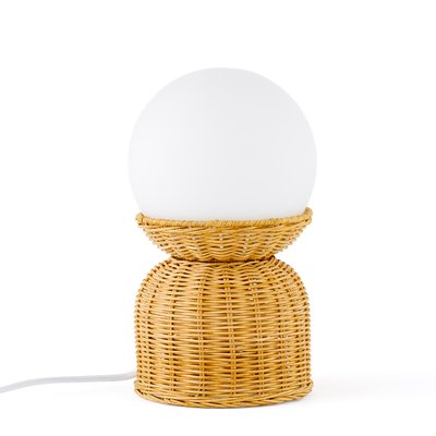 Lampe à poser rotin et verre opaline, Proviny LA REDOUTE INTERIEURS