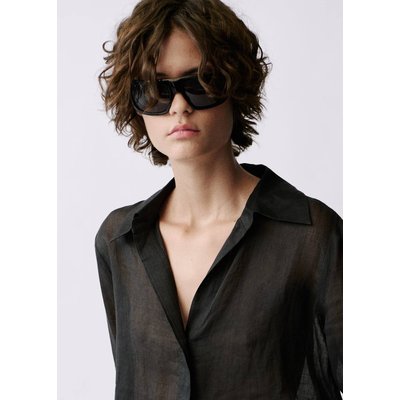 Chemise ramie boutons dissimulés MANGO