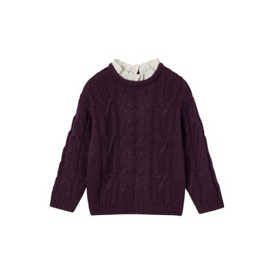 Pull torsade col broderie anglaise VOYAGE VERTBAUDET