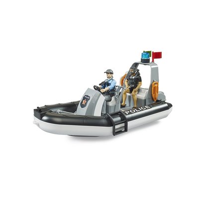 Bateau de police gonflable bworld avec policier, plongeur et accessoires BRUDER