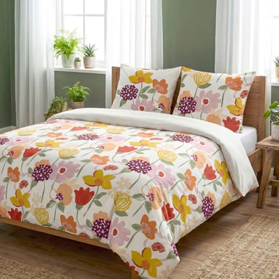 Housse de couette 100% coton 57 fils + 2 taies d’oreiller DECORATIE