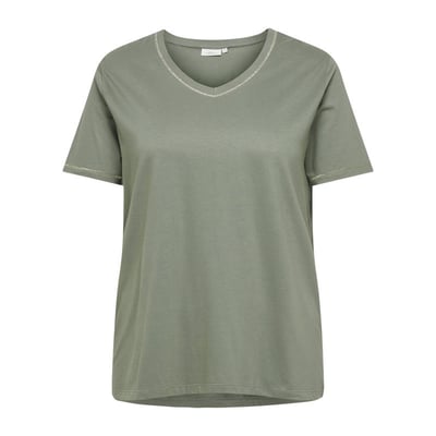 T-shirt noir uni avec une coupe ajustée un col v et des manches courtes ONLY CARMAKOMA