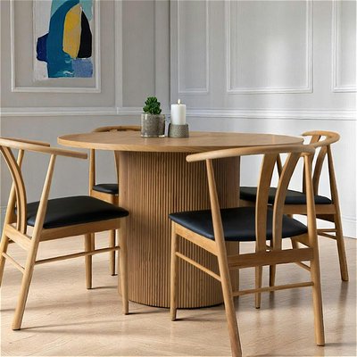 Table à manger ronde effet bois blond ø120 cm MATERA PIER IMPORT