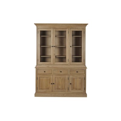 Buffet vaisselier en chêne 3 portes vitrées 3 tiroirs 3 portes bois - VICTORIA HELLIN, DEPUIS 1862