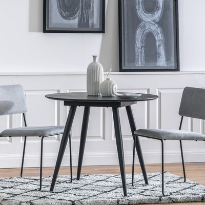 Kakinada Black Oak Round Dining Table (Seats 4) SO'HOME