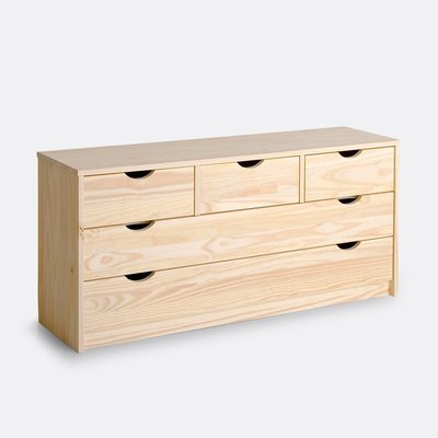 Commode 5 tiroirs, pin massif, Crawley SO'HOME