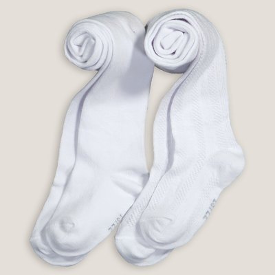 Комплект из двух колготок однотонных, одни из которых из трикотажа пуантель LA REDOUTE COLLECTIONS