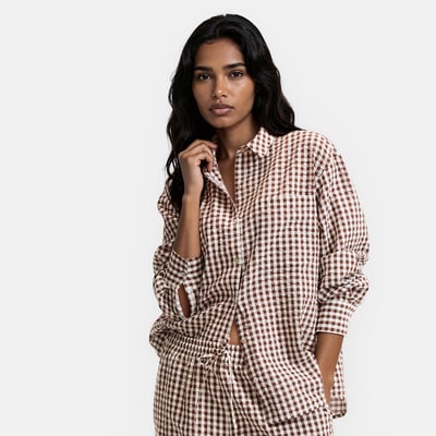 Pijama em tecido Vichy Seersucker, Signature Aimée LA REDOUTE COLLECTIONS