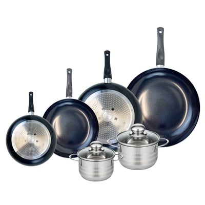 4 poêles 20/24/28/32cm + 2 faitouts 14/16cm PRIMA BRILLANT ELO