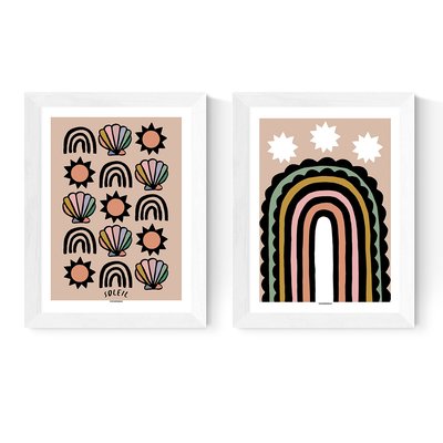 Pack of 2 Prints Wall Art -Rainbow and Shell Set by Wonder and Rah Print EAST END PRINTS