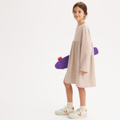 Striped Cotton Dress with Long Sleeves LA REDOUTE COLLECTIONS