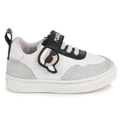 Baskets à lacets en cuir de vachette KARL LAGERFELD KIDS