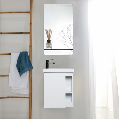 Ensemble lave-mains avec robinet chromé et miroir HAMPTON MOB IN