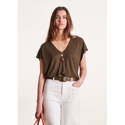 T-shirt oversize col V en lyocell lin LA FEE MARABOUTEE