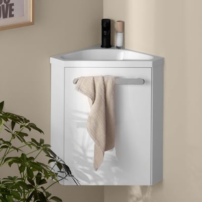 Ensemble lave-mains d'angle suspendu avec robinet noir SKINO MOB IN