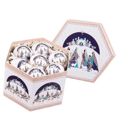 Coffret de 14 boules de Noël rétro rois mages 7.5cm WADIGA