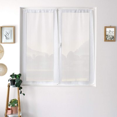 Paire de petits voilages à bande tissée HOME MAISON