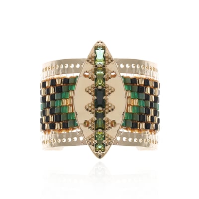 Bague réglable cabochon central et perles tissées LOOXOR HIPANEMA