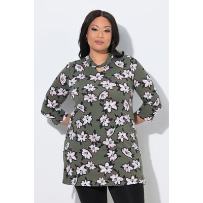 T-shirt long, fleurs, coupe en A ULLA POPKEN