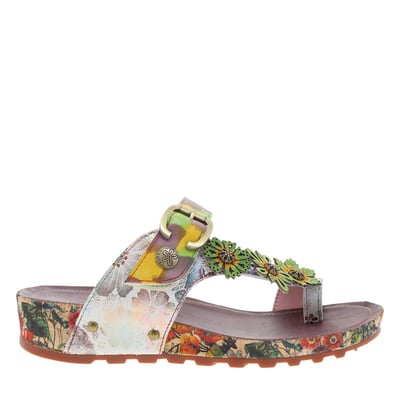 Mules en cuir multicolores à semelle plate avec une bande auto-agrippante LAURA VITA