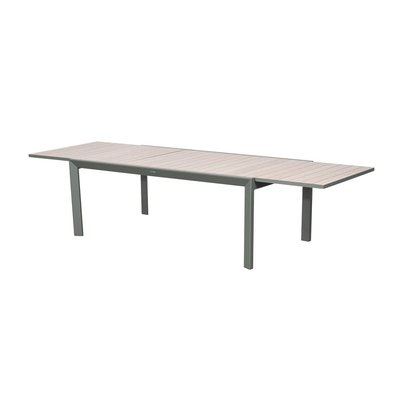 Table de jardin extensible 12 places en aluminium effet bois ÉVASION HESPERIDE