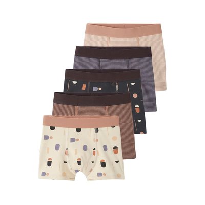 Lot de 5 boxers stretch graphiques en coton bio VERTBAUDET