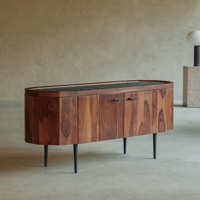 Meuble TV en palissandre massif et marbre 130 cm JADE TIKAMOON