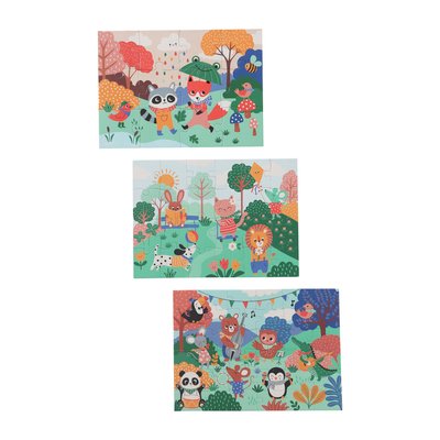3 puzzles évolutifs 12 à 36 pièces en carton Les animaux joyeux VERTBAUDET
