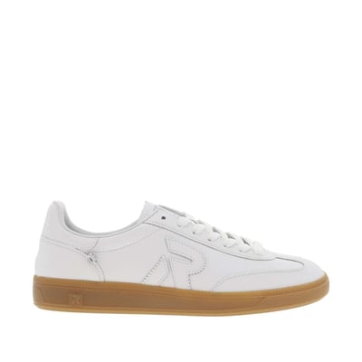 Tennis en croûte de cuir vertes à talon plat et à lacets plats blancs RIEKER