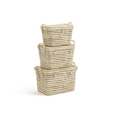 Lot de 3 malles en feuilles de palmier, Ghada LA REDOUTE INTERIEURS