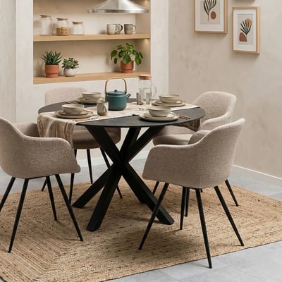 Table de salle à manger ronde en céramique L119 4 personnes - NEIVA HELLIN, DEPUIS 1862