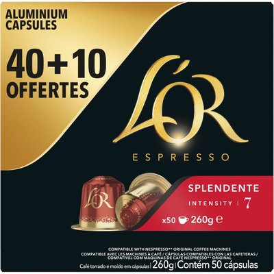 Capsules Espresso SPLENDENTE x40 + 10 offertes L'OR