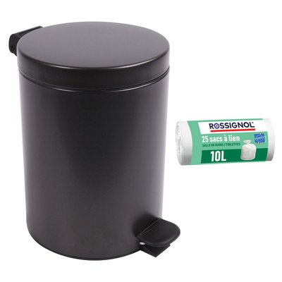 Poubelle salle de bain 5L Made in France et 25 sacs poubelle 10L PROSPER