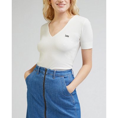 Geripptes T-Shirt mit V-Ausschnitt LEE