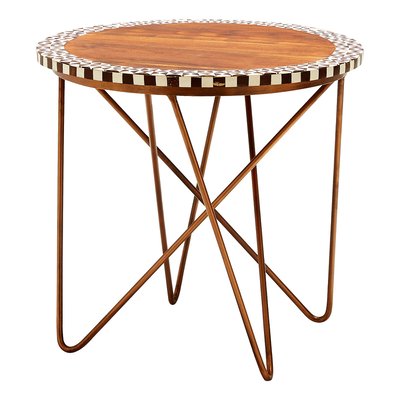 Artisan Round Side Table Acacia Wood and Iron SO'HOME