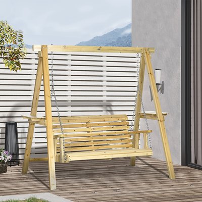 Balancelle de jardin 2 places en bois hauteur réglable OUTSUNNY